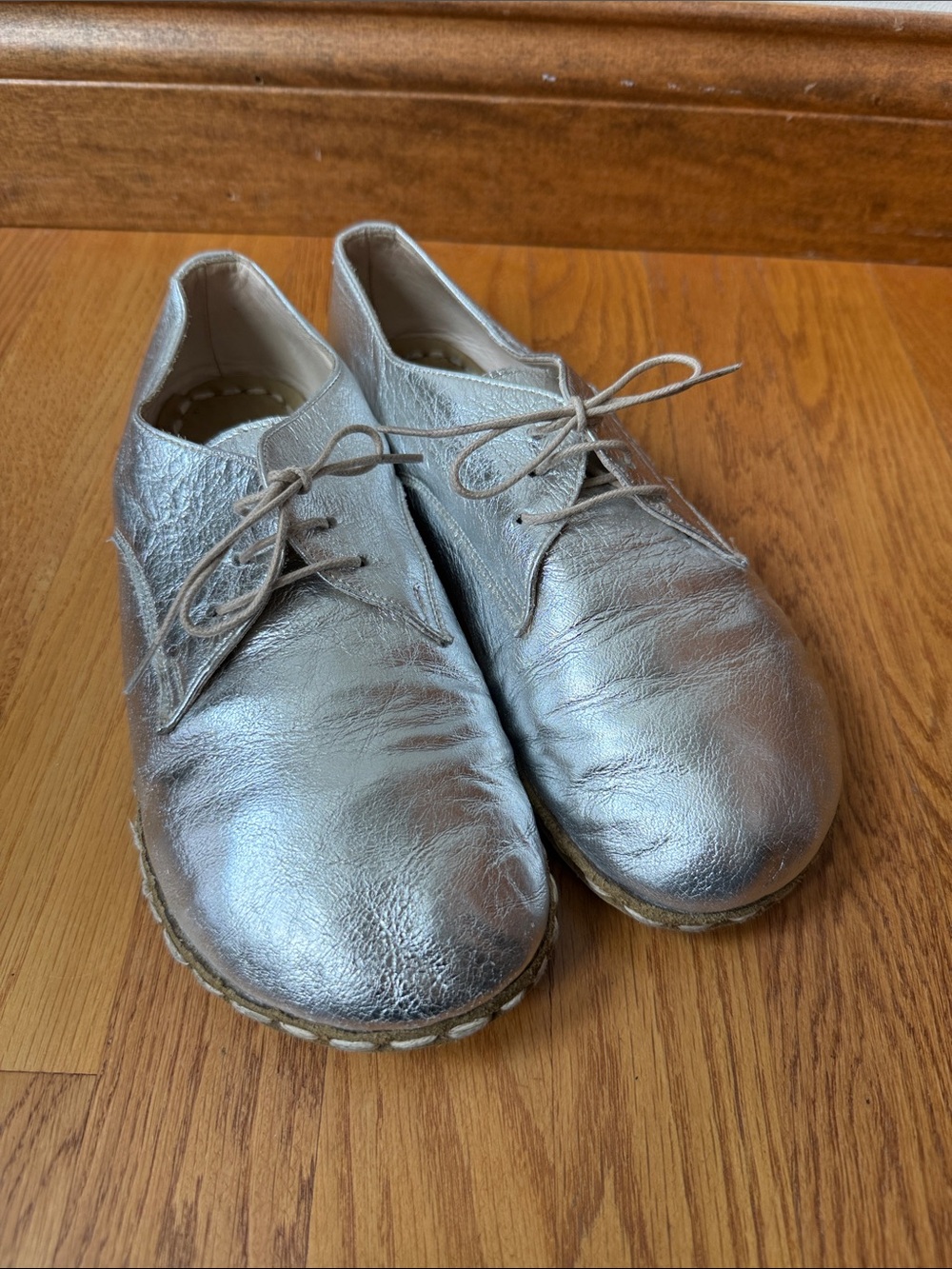 Galle Barefoot Copper Grounding Silver Leather Wide Toe Handmade Earthing Shoes